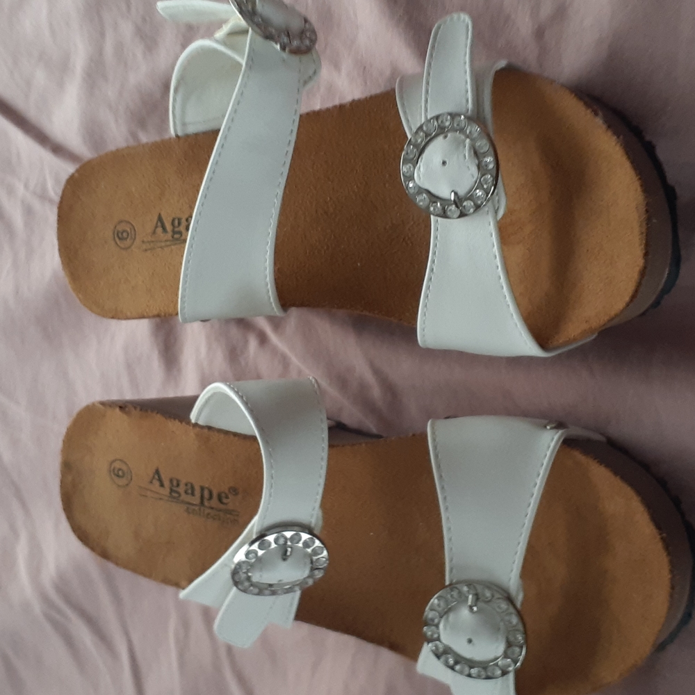 Agape white sandals,  size 6